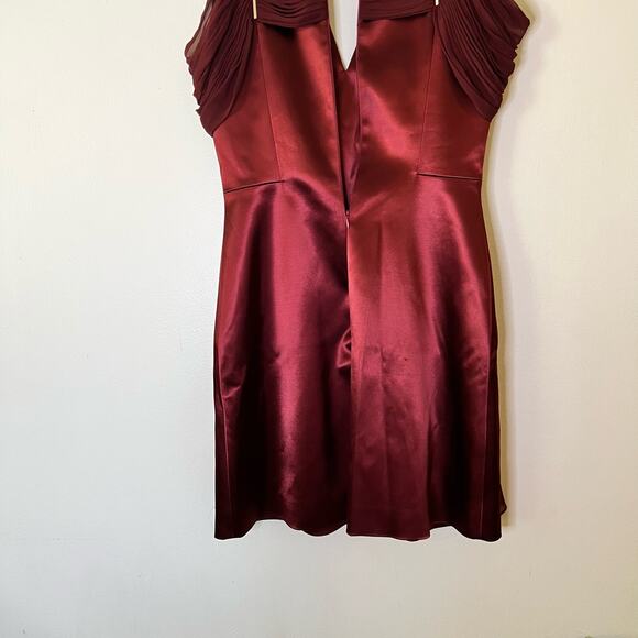 NWT Christopher Kane Runway Off Shoulder V-Neck Mini Dress Burgundy Sz 8 - Picture 4 of 8